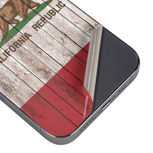 California Flag Dark Wood iPhone 16e Skin